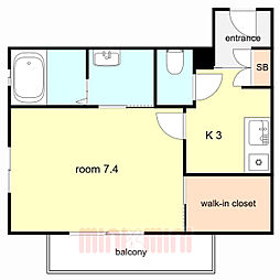 シャーメゾン行基 1Kの間取図画像
