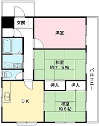 五月ハイツ 3DKの間取図画像