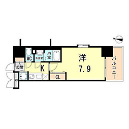 Luxe神戸WEST 1Kの間取図画像