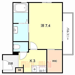 シャーメゾン行基 1Kの間取図画像