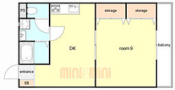 ヴィラMN-1 1DKの間取図画像