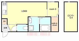 Leggero武庫川 1LDKの間取図画像