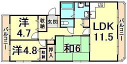 キャナル西宮 3LDKの間取図画像