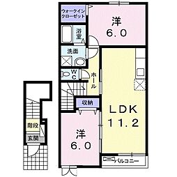 レジデンス北野北 2LDKの間取図画像