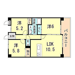 デイグランシャンドフルール 3LDKの間取図画像