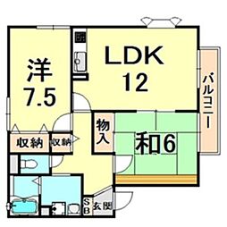 ガーデンスクエア伊丹A棟 2LDKの間取図画像