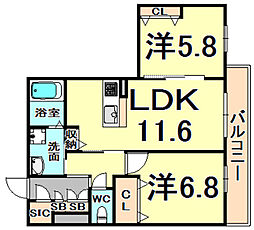 シャーメゾンピーノ 2LDKの間取図画像