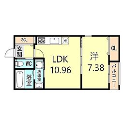 モダニズムイースト 1LDKの間取図画像