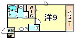 ブランキューブ 1Kの間取図画像