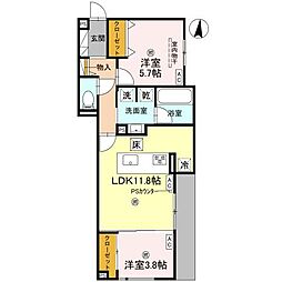 大阪市淀川区三津屋南2丁目アパート 2LDKの間取図画像