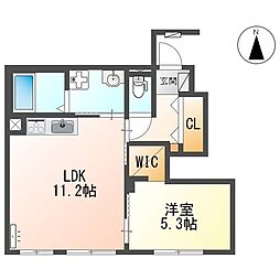 尼崎市立花町2丁目アパート 1LDKの間取図画像