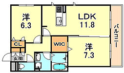 シャーメゾン六甲町 2LDKの間取図画像