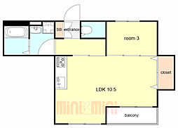 マノワールデルニエ 1LDKの間取図画像