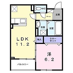 サンロイヤルII 1LDKの間取図画像