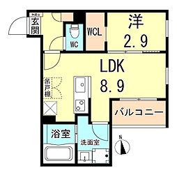 尼崎市武庫川町4丁目アパート 1LDKの間取図画像