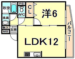 ミスターK北武庫之荘 1LDKの間取図画像