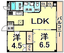 メゾン東野 2LDKの間取図画像