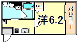コンパルサ次屋 1Kの間取図画像