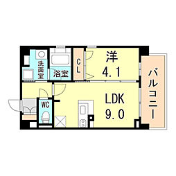 ラテール南塚口 1LDKの間取図画像
