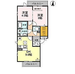 ルポンテC 2DKの間取図画像