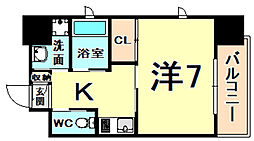 リブネスコート伊丹 1Kの間取図画像