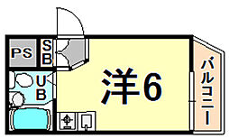 コスモメイト伊丹 ワンルームの間取図画像