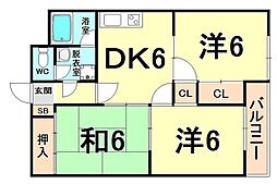 ハイルハイツ 3DKの間取図画像