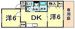 ハイツ掛塚 2DKの間取図画像