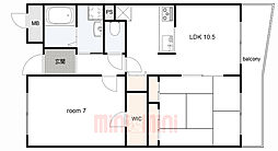 アップルロード 2LDKの間取図画像