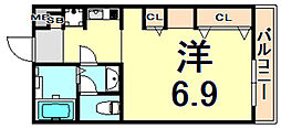 コンフォート南塚口町 1Kの間取図画像