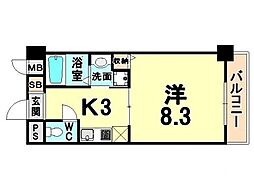 アーデン塚口 1Kの間取図画像