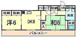 エクシード塚口 2DKの間取図画像