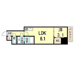 レーヴメゾン出屋敷 1LDKの間取図画像