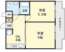 立花アネックス 2DKの間取図画像