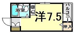 リーフエイジソノダ ワンルームの間取図画像