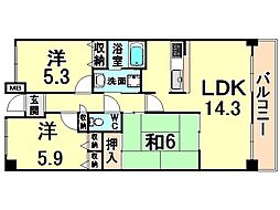 ケーフィル塚口 3LDKの間取図画像