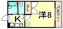 彩華3 1Kの間取図画像