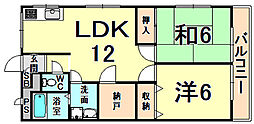 内山マンション 2LDKの間取図画像