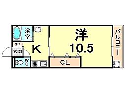 光永マンション 1Kの間取図画像