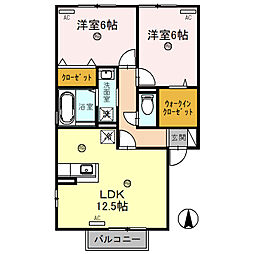 パル渕ノ上 2LDKの間取図画像