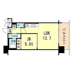 プレジオ御幣島ASIAN 1LDKの間取図画像