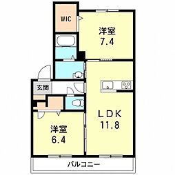 シャーメゾンガーデン東園田 2LDKの間取図画像
