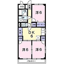 第2吉住マンション 3DKの間取図画像