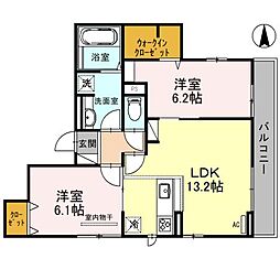 アングレーム 2LDKの間取図画像