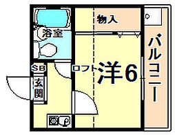 ヴィラ立花第2 1Kの間取図画像