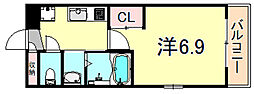 Luxe塚口 1Kの間取図画像