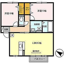 サンハイム常吉 2LDKの間取図画像