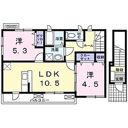 フィオレ・コート1 2LDKの間取図画像