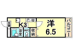 ソレイユ新伊丹 1Kの間取図画像
