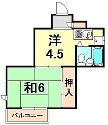 パラツィーナ立花 2Kの間取図画像